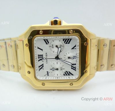 Best Quality Cartier Santos Watch All Gold Chronograph 39mm